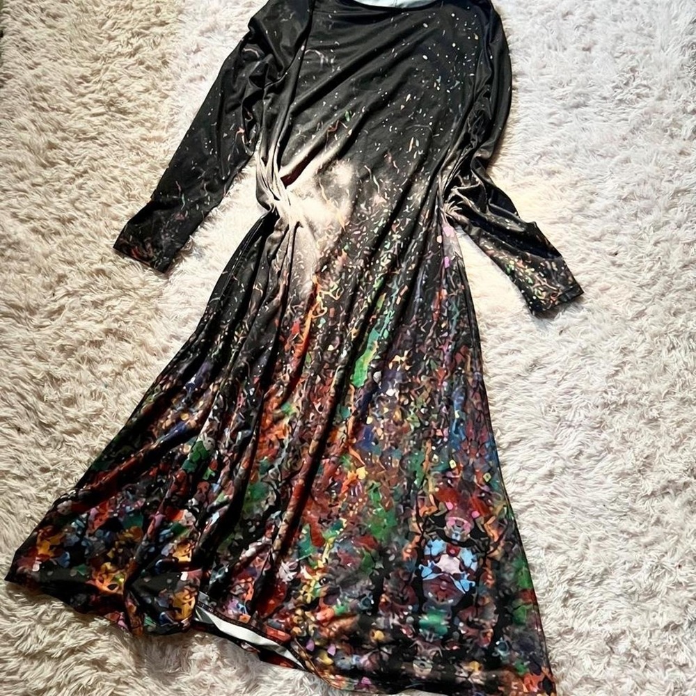 Colorful Artistic Paint Spatter Rainbow Abstract Teacher Dress Womens L Kidcore